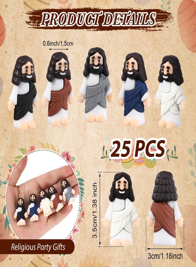 Bememo 25 Pcs Mini Jesus Figurines Bulk Original Design Rubber Mini Jesus Figures to Hide and Seek Religious Gifts Sunday School Baptism Easter Egg Filling(Morandi Color) - Image 2